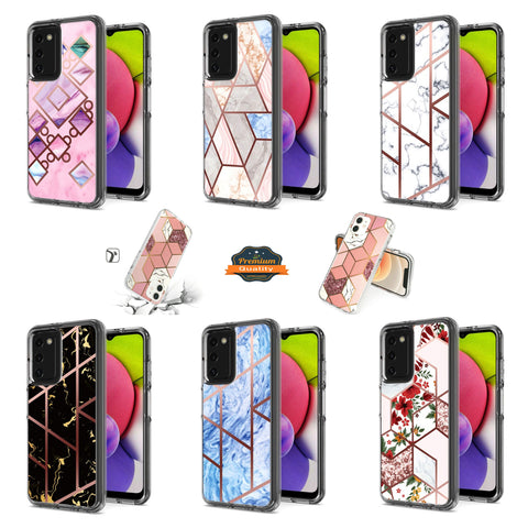 For Apple iPhone 15 Pro Max (6.7") Stylish Hybrid Fashion Marble Trendy Design Hard PC Shockproof TPU Protective  Phone Case Cover
