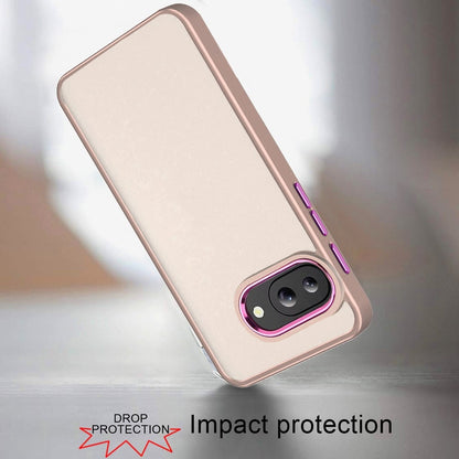 Phone Case for Google Pixel 10A Polished Acrylic Hybrid TPU Slim Shockproof Metal Button Thick Durable Grip Camera Protection Anti-Scratch Cover