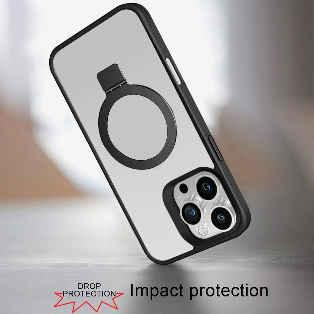 For iPhone 16 Pro Max (6.9") Magnetic Circle Kickstand with MagSafe Compatibility, Matte Skin, Rugged Bumper, and Ring Holder Protector Purple