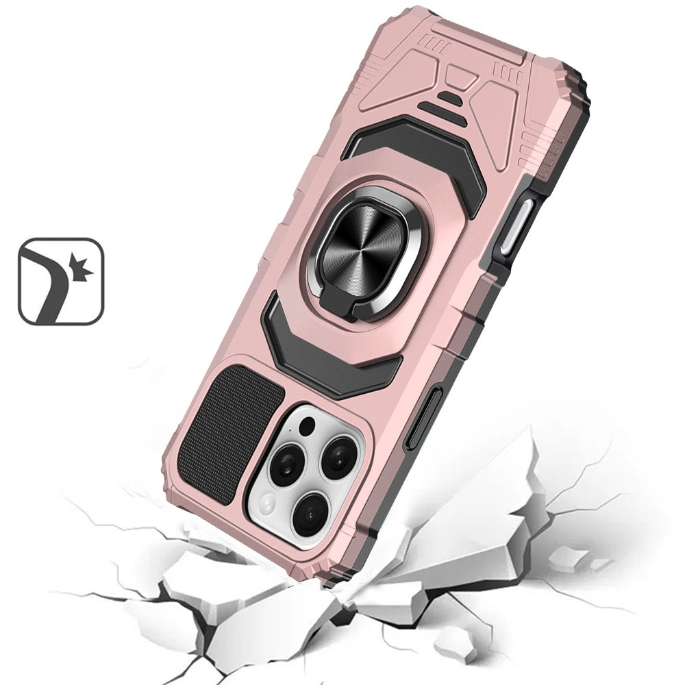 For Apple iPhone 16 Pro Max (6.9") Hybrid Dual Layer with Rotate Magnetic Ring Stand Holder Kickstand, Rugged Shockproof Case Cover