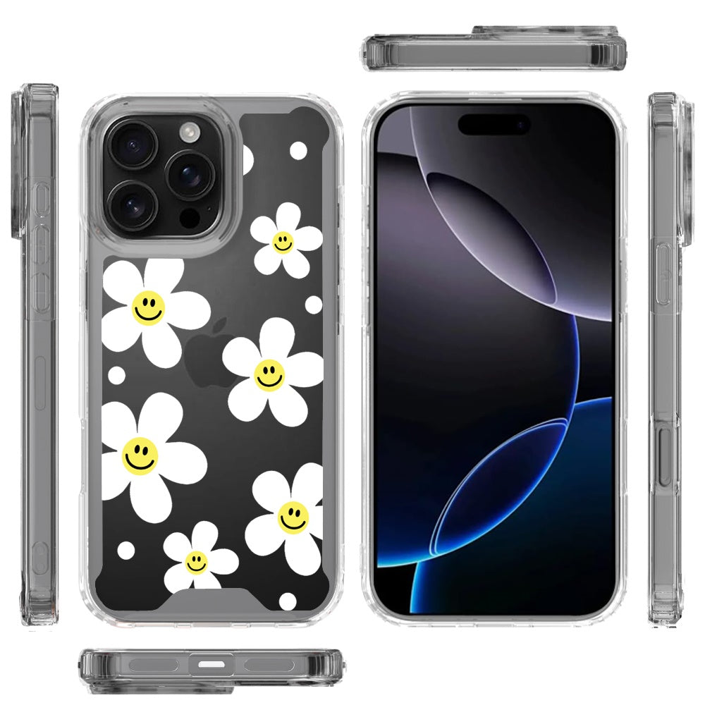 Phone Case for iPhone 16 Pro Max Beautiful Fashion Design TPU Shockproof Hybrid Rubber PC Slim Lightweight Protective Stylish Pattern Cover White