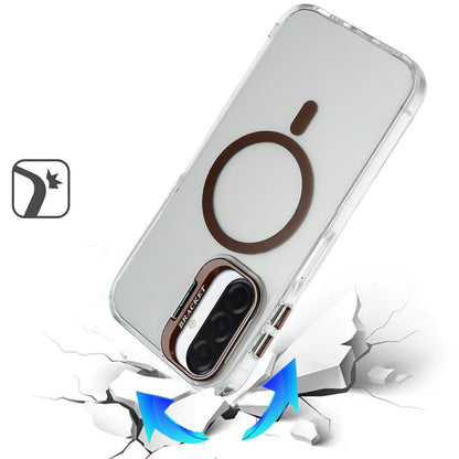 For Samsung Galaxy A17 5G Magnetic Back MagSafe Compatible Transparent Hybrid Drop Protection with Metallic Camera Stand Case Cover
