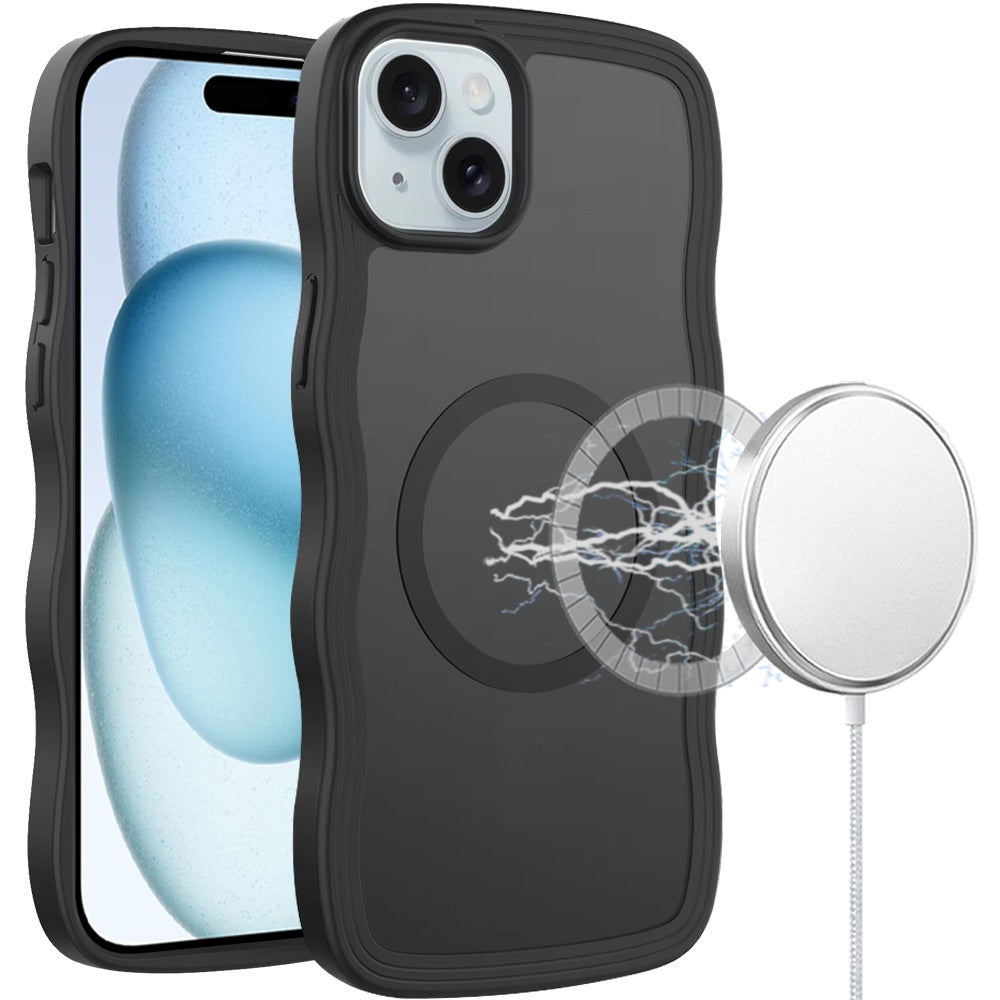 For Apple iPhone 17E /16E Grip Hand Magnetic Hybrid Case Shockproof Protection Matte Skin Rubber TPU + PC Case Cover Black