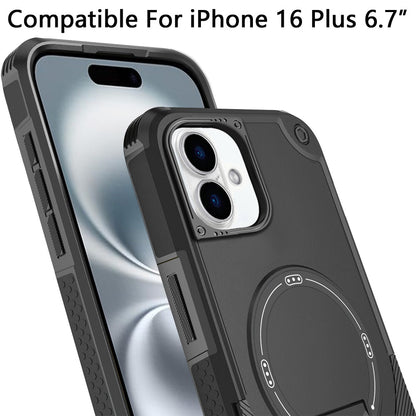 Phone Case for Apple iPhone 16 Plus Magnetic Kickstand Rugged Shockproof Armor Grip Anti Slip Heavy Duty Protective Matte Stand Hybrid Cover