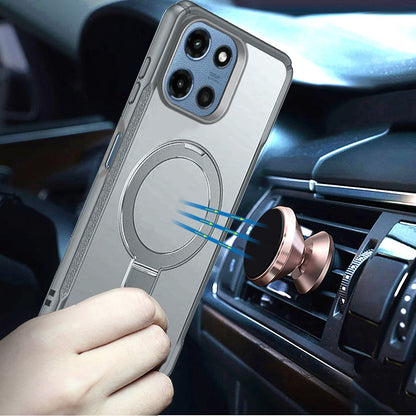 Phone Case for Motorola Moto G 5G 2026 / 2025 Magnetic Ring Stand Matte Finish Shockproof Grip Slim Armor Heavy Duty TPU Protective Hybrid Cover Gray