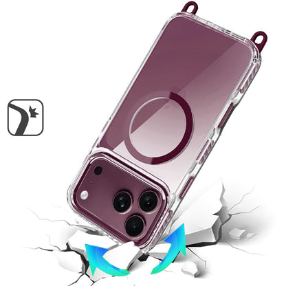 Phone Case for Apple iPhone 18 Pro Max/ 17 Pro Max Transparent Magnetic Lanyard Shockproof Hybrid Clear Grip Durable Camera Protection TPU Anti-Slip Design Cover Purple
