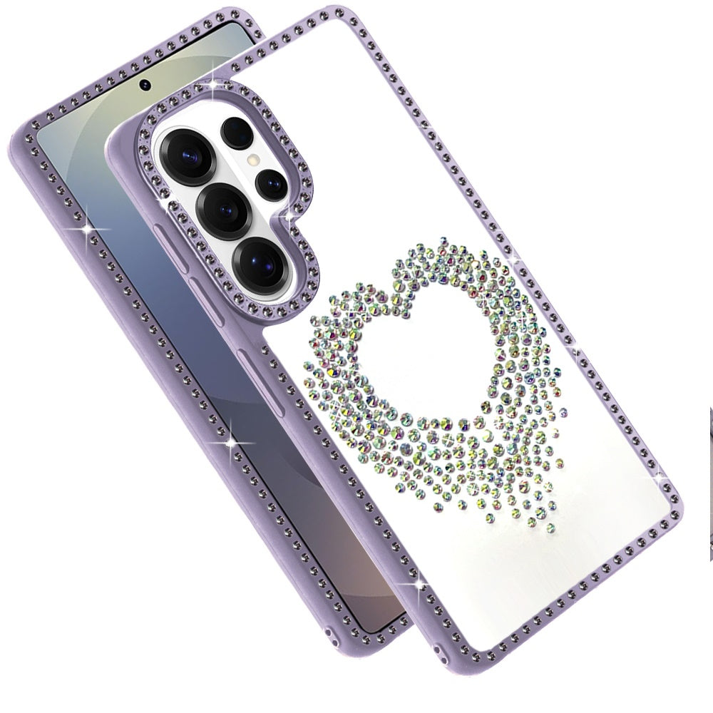 For Samsung Galaxy S26 Ultra Angel Hearts Glitter Shimmer Diamond Edge Hybrid Drop Protection Shockproof Design Compatible Case Cover