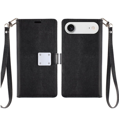 For Apple iPhone 17 Air (6.6") Wallet Cases PU Leather with Credit Card /ID /Cash Holder Slot Dual Flip Book Pouch, Stand and Strap Case Cover