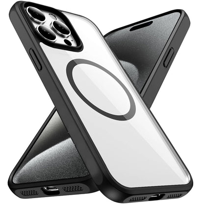 Phone Case for Apple iPhone 15 Pro Transparent Magnetic HQ Shockproof Hybrid 2.0mm Thick AntiSlip Grip Drop Protection Rugged Clear Durable Impact Cover Black