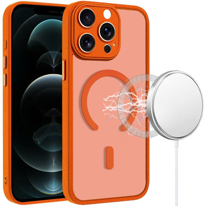 Phone Case for Apple iPhone 12 Pro Max Matte Frosted Magnetic Back Hybrid Hard PC Soft TPU Camera Protection Slim Shock Absorbing Anti Fingerprint Cover Orange