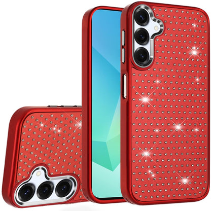 For Samsung Galaxy A16 5G Bling Diamond Metallic, Full Sparkle Chrome Edged Hybrid Protective Shockproof Case Cover