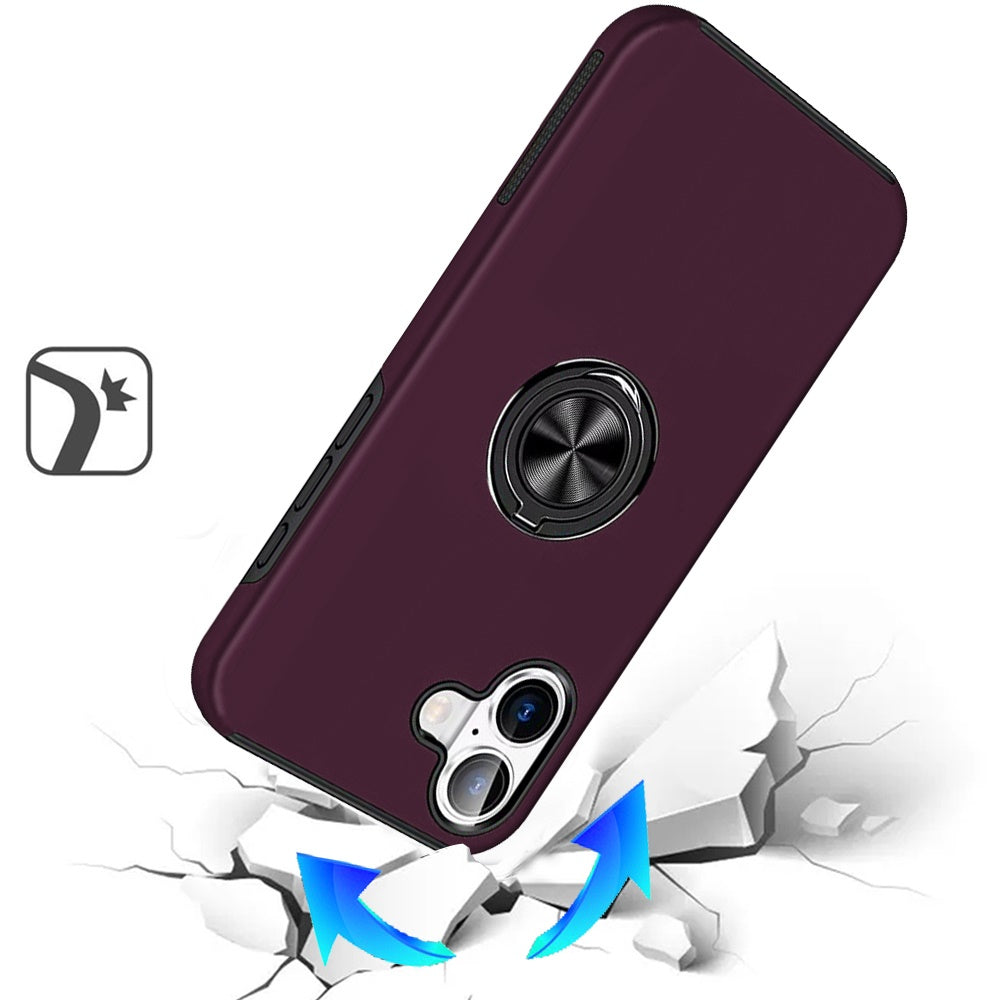 Phone Case for Apple iPhone 17 Invisible Ring Stand Shockproof Anti Slip Durable Grip Protective Hybrid Fit Magnetic Car Mount Holder Cover Purple