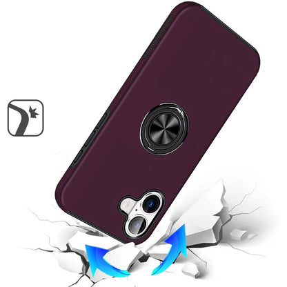Phone Case for Apple iPhone 18 Invisible Ring Stand Shockproof Anti Slip Durable Grip Protective Hybrid Fit Magnetic Car Mount Holder Cover Purple