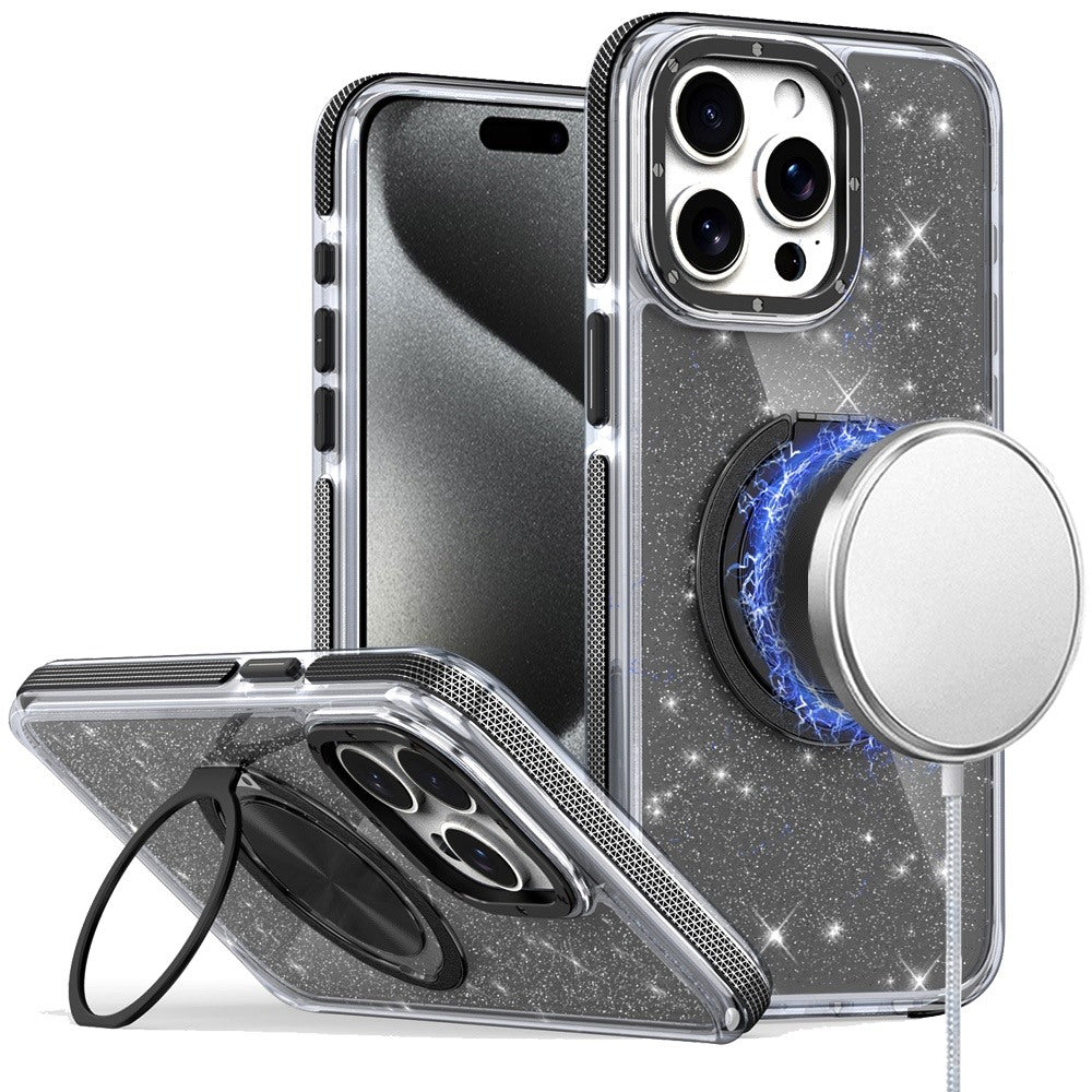For Samsung Galaxy S26 Ultra Slim Bling Glitter Sparkly Shimmer Hybrid with Magnetic Ring and 360° Rotational Stand [Compatible with Magsafe] Case Cover