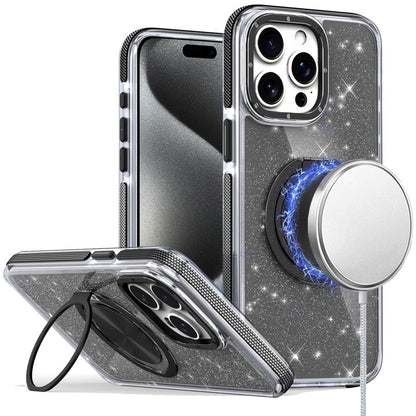 For Samsung Galaxy S26 Ultra Slim Bling Glitter Sparkly Shimmer Hybrid with Magnetic Ring and 360° Rotational Stand [Compatible with Magsafe] Case Cover