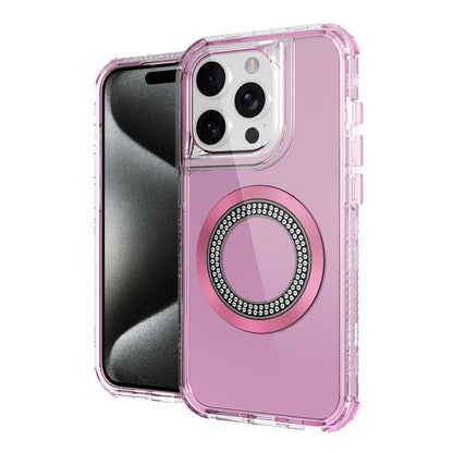 For Apple iPhone 17E /16E Magnetic Circle Compatible with Magsafe, Hybrid Chrome 3in1 Transparent Shockproof TPU Bumper Case Cover Pink