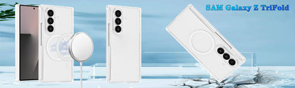 For Samsung Galaxy Z TriFold Magnetic Circle Hybrid Shockproof Protection with MagSafe Compatible Design and Reinforced Transparent Armor Grip Case Cover Clear