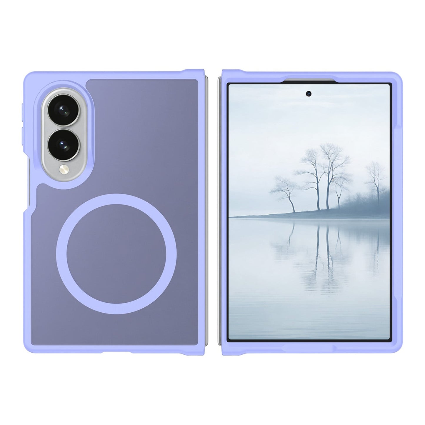 Phone Case for Samsung Galaxy Z Fold 8 Magnetic Circle Matte Hybrid Shockproof Smooth Grip Durable Camera Protection Soft Touch TPU Armor Cover