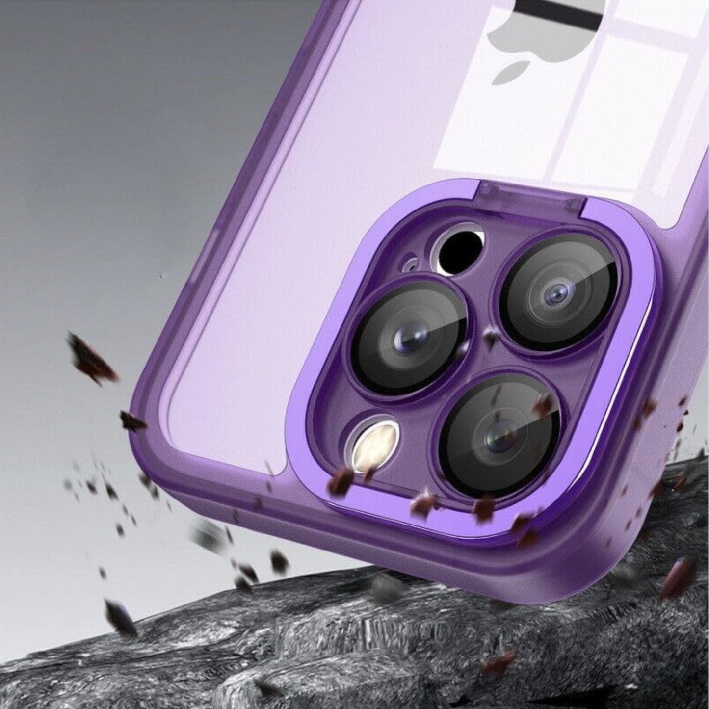 For Apple iPhone 15 (6.1") Built-in Camera Kickstand Clip Shockproof Iridescent Holographic Colorful TPU Slim Protective  Phone Case Cover