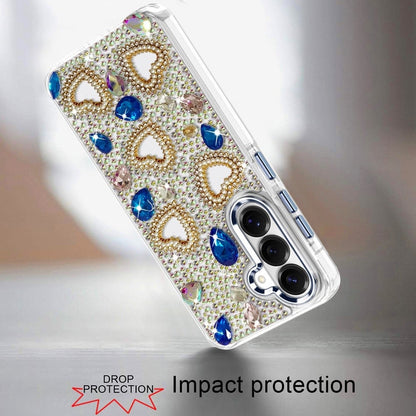 Phone Case for Samsung Galaxy S26 Luxury Crystal Heart Rhinestone Diamond Bling Shockproof Hybrid Glitter Protective Stylish Durable Grip Cover
