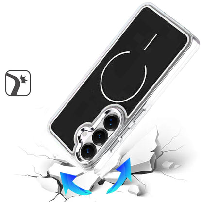 Phone Case for Samsung Galaxy S26 FE /Fan Edition Metallic Transparent Magnetic Magsafe Compatible Shockproof Hybrid TPU Durable Clear Protective Grip Cover