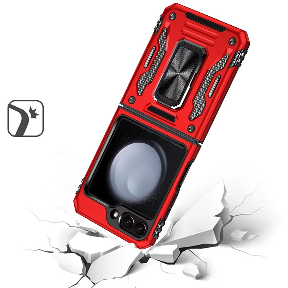 For Samsung Galaxy Z Fold 7 Tough Hybrid Case with Movable Camera Window & Metal Ring Stand Shockproof Case Cover