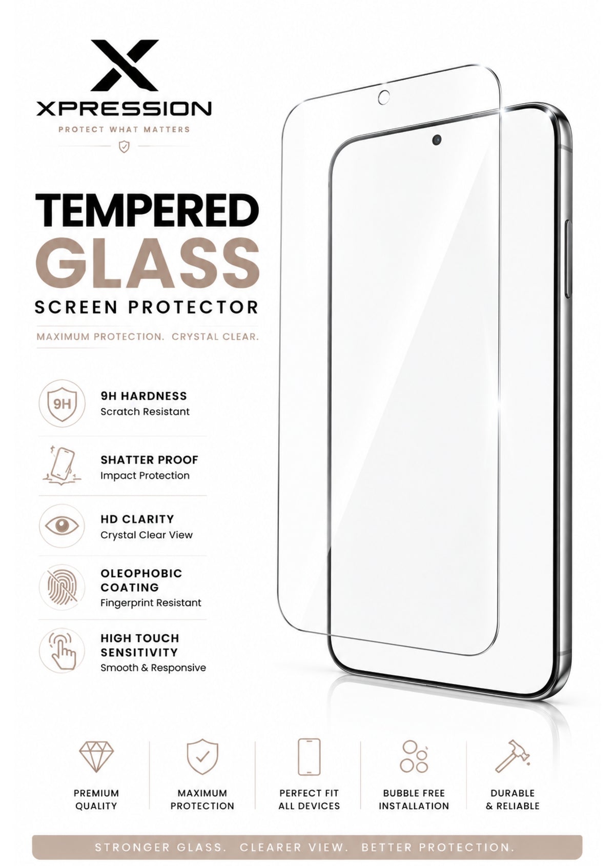 Screen Protector for Samsung Galaxy A08 4G, A07 5G, A07 4G Premium 9H Tempered Glass HD Clear Screen Protector Fingerprint Resistant Durable Screen Guard Clear