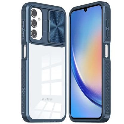 For Samsung Galaxy A15 5G Hybrid Cases with Sliding Camera Cover Transparent Shockproof Bumper TPU Protective Case Cover