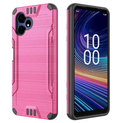Phone Case for Boost Celero 5G Velocity Brushed Metal Look Hybrid Sleek Textured Finish Distinctive Modern Style Protective Rugged Grip Panel Design Cover