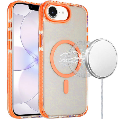 For Apple iPhone 17E /16E Transparent Hybrid with Color-Matched Magnetic Circle, Rubber TPU Frame Hard PC Shockproof Case Cover Cosmic Orange