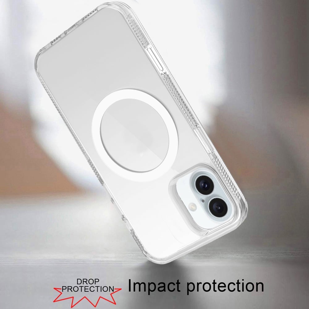 For Apple iPhone 16 Plus MagSafe Compatible Integrated Technology Clean Transparent Hybrid Armor TPU Frame Case Cover Clear