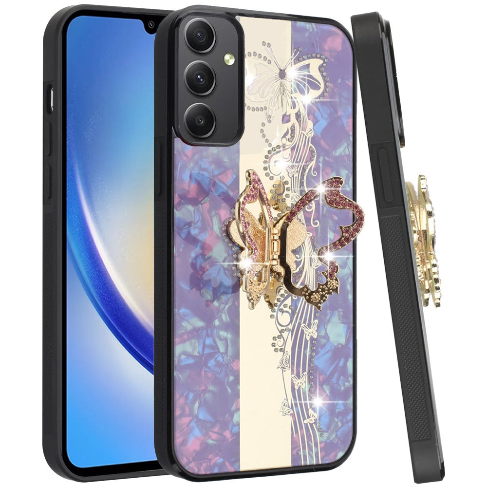 Diamond 3D Fashion Floral Glitter Engraved Luxury Bling Hybrid Shockproof Chrome Edge Protective Grip