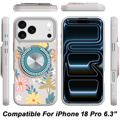 Phone Case for Apple iPhone 18 Pro Magnetic Ring Stand Matte Metal Hybrid Car Mount Friendly Shockproof Rotational Grip Diamond Design Pattern Cover