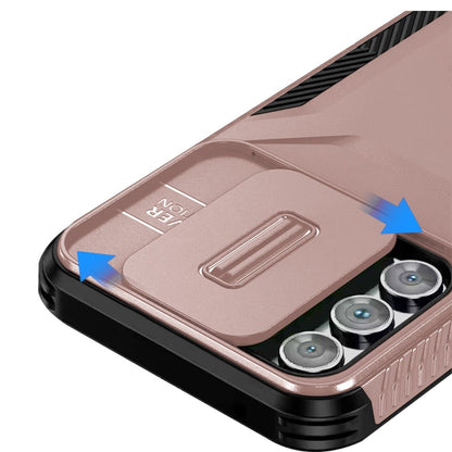 For Samsung Galaxy A17 5G Slim Fit Shockproof Hybrid with Slide Camera Window Covering, Rugged Tpu Silicone Hard PC Bumper Case Cover Teal+Hot Pink