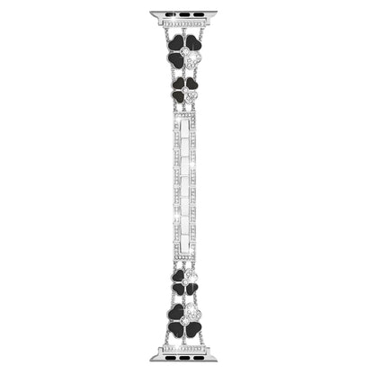 Watch Band Zinc Alloy Heart Link Bracelet Rhinestone Secure Clasp Durable Metal Replacement Adjustable