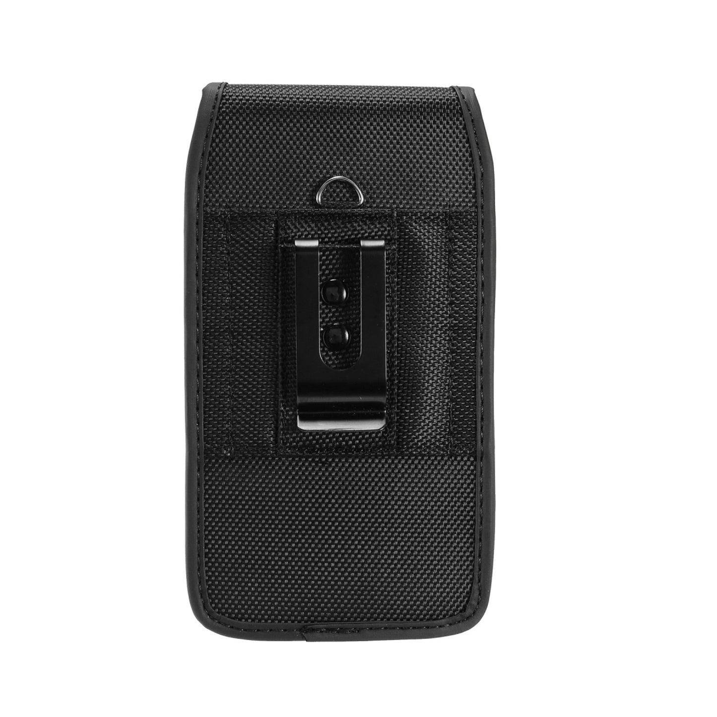 For Apple iPhone 16 Plus (6.7") Pouch Case Universal Vertical Canvas with Belt Clip Loop Holster Military Grade Cell Phone Holder Cover [Black]