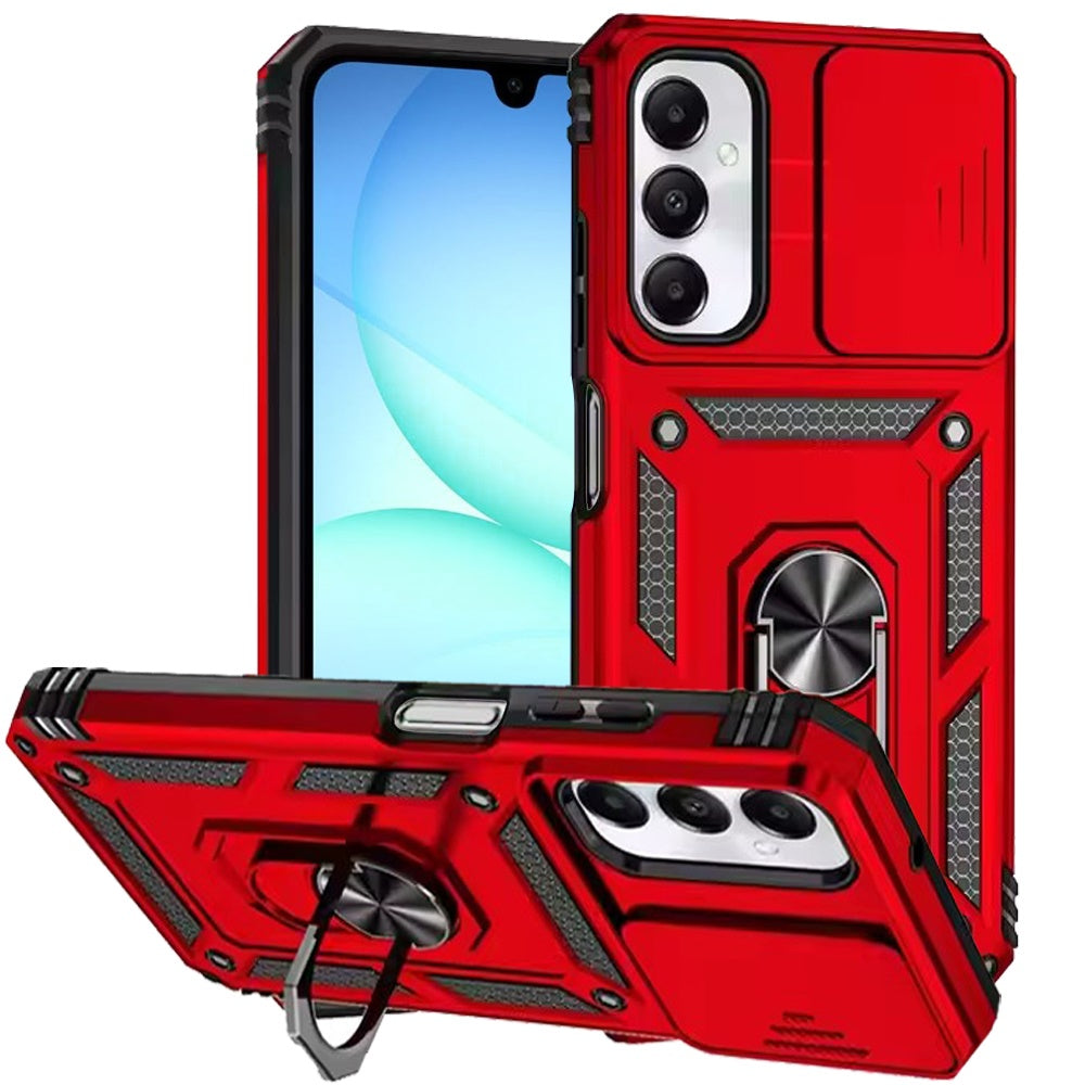 For Samsung Galaxy A17 5G Hybrid Ring Shockproof with 360° Rotate Ring Kickstand, Camera Lens Protection, Soft Edge Bumper Case Cover