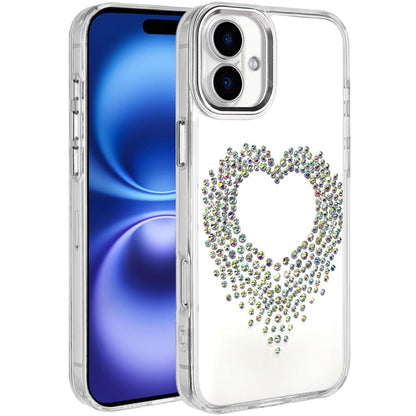 For Apple iPhone 17 (6.3") Angel Hearts Bling Glitter Diamond Hybrid TPU Cover, Colorful Frame Shockproof Protective Back Case Cover