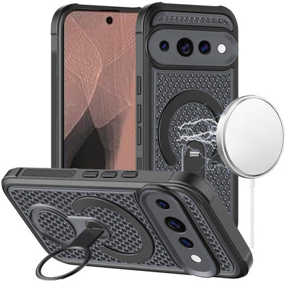 Phone Case for Google Pixel 11 /11 Pro Magnetic Honeycomb Hybrid Rugged Armor Ring Kickstand Dual Layer Shock Absorbing Hard PC Soft TPU Cover