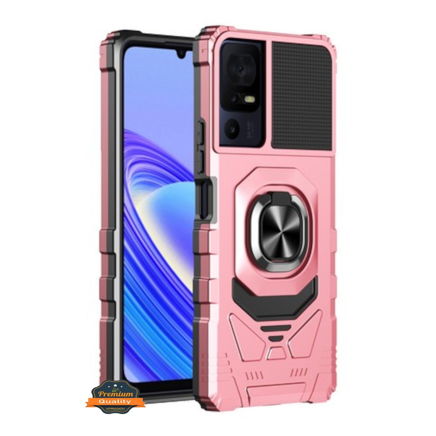 For TCL K33 5G Hybrid Magnetic Car Mount Ring Kickstand Stand Holder Full-Body Armor Protective [Military Grade] Case Cover