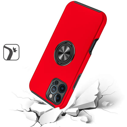 For Apple iPhone 16e Hybrid 360 Degree Rotatable Metal Invisible Ring Stand Holder Slim Fit Magnetic Car Mount Shockproof Case Cover