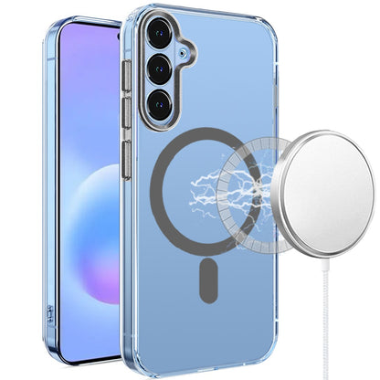 Phone Case for Samsung Galaxy A57 Clear Transparent Magnetic Circle Slim Shockproof Durable TPU Hard PC Grip Hybrid Design Cover Black