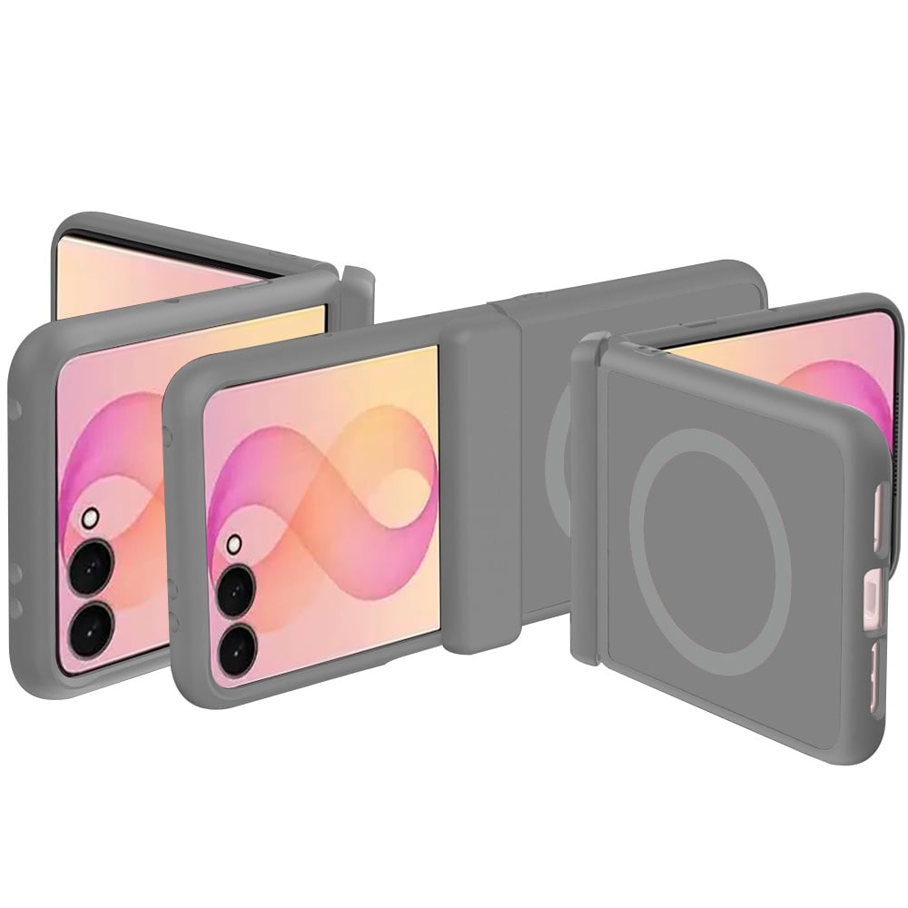 Phone Case for Samsung Galaxy Z Flip 8 Premium Matte Magnetic Foldable Hybrid Central Axis Hinge Protection Shock Absorbing TPU Slim Fit Hard PC Cover