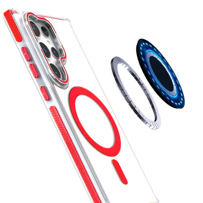 For Samsung Galaxy S26+ / S26 Plus Hybrid Clear Back Case with Invisible Camera Bracket Stand, MagSafe Magnetic Circle, Shockproof Color Frame Case Cover