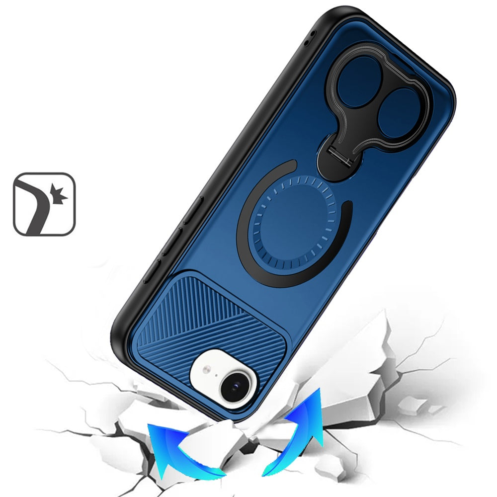 Hybrid with Invisible 2 Hole Ring Stand Magnetic back Car Mount Friendly Protector