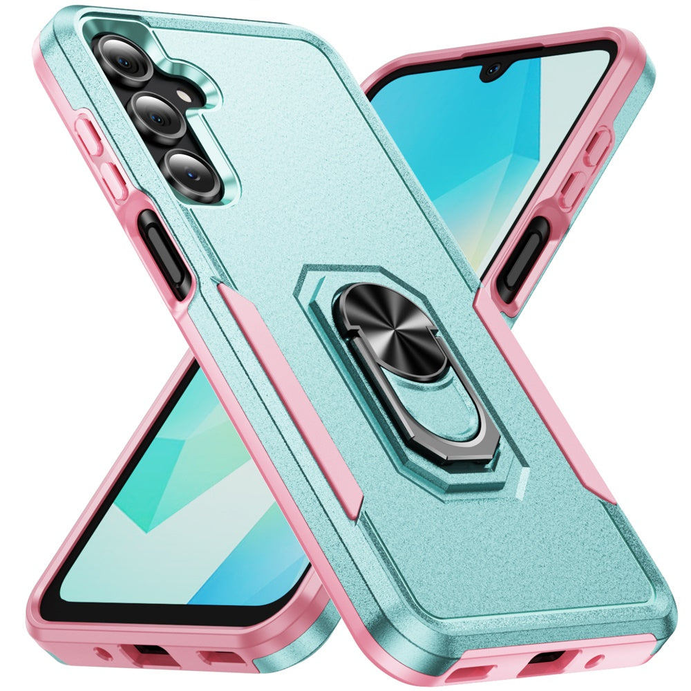 For Samsung Galaxy A17 5G Hybrid Rugged Tough 2in1 Drop-Proof Protection Military Grade Armor with Metal Ring Stand Case Cover