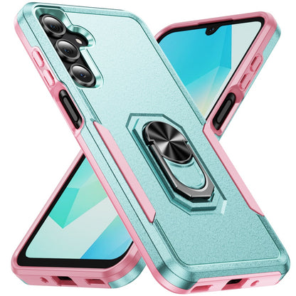 For Samsung Galaxy S25 Fan Edition /Galaxy S25 FE Hybrid Rugged Tough 2in1 Drop-Proof Protection Military Grade Armor with Metal Ring Stand Case Cover