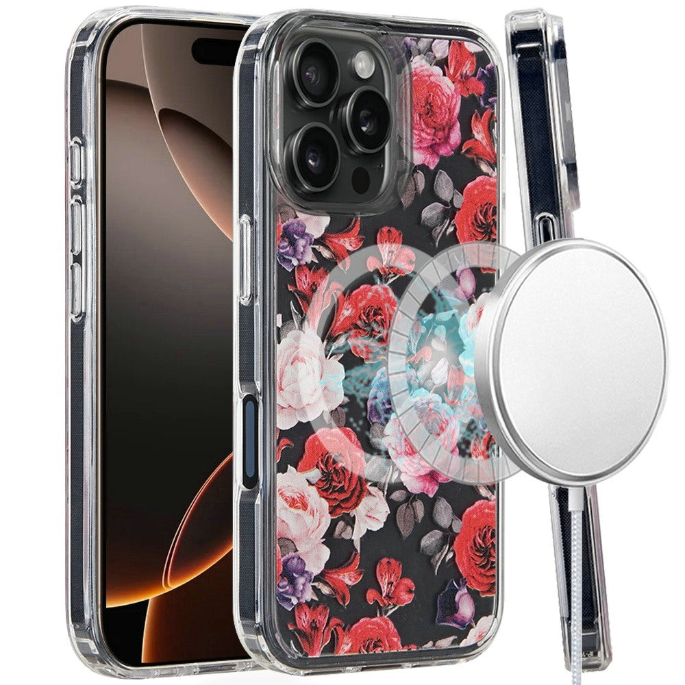 For Apple iPhone 16 Pro (6.3") Magsafe Case Cute Pattern Design Durable Shockproof SlimTPU Hard Back [Compatible with Magsafe] Case Cover