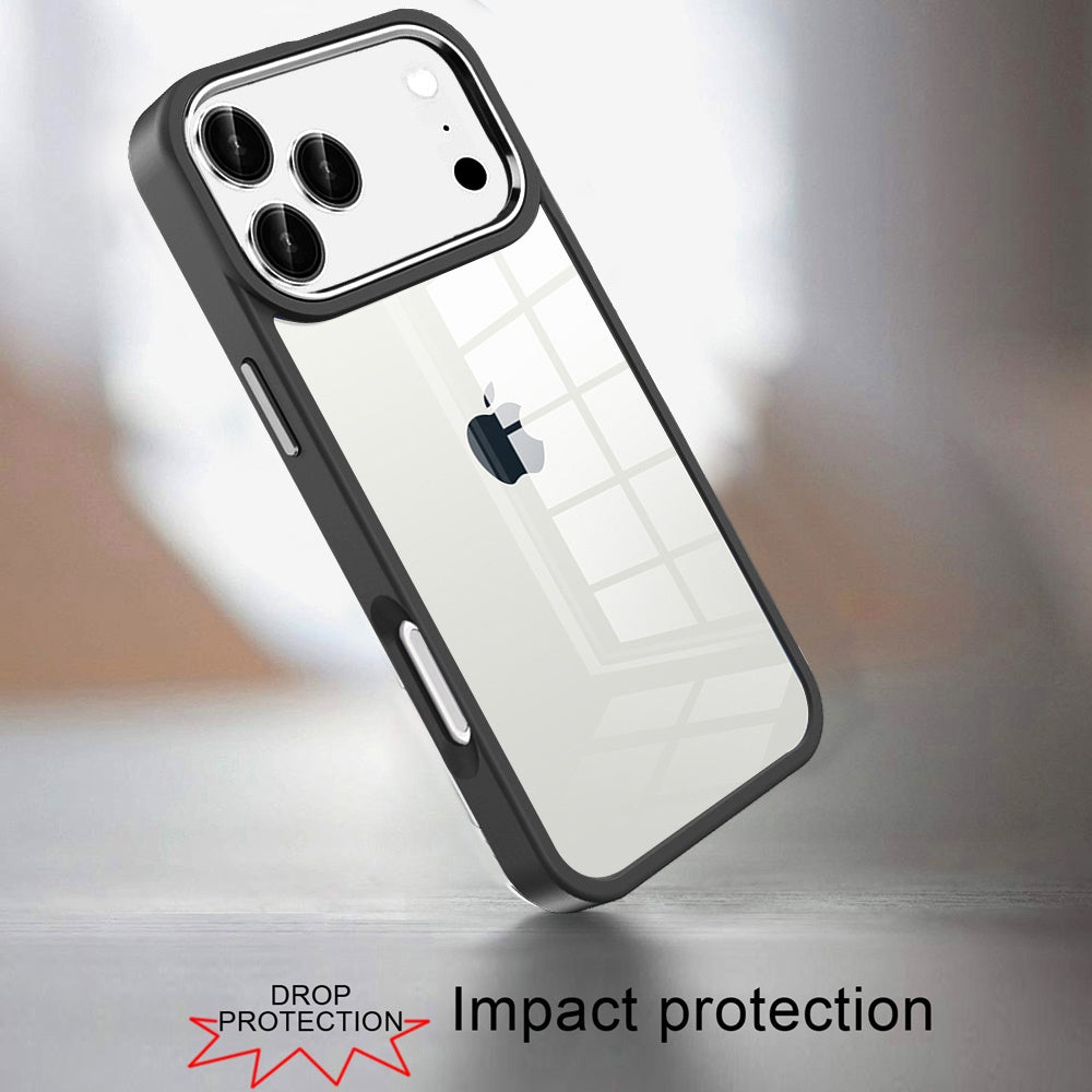 Transparent Thick Acrylic Hybrid Metal Buttons Shockproof Rubber TPU Slim Durable Grip Protective