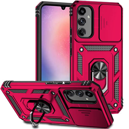 For Motorola Moto G 5G 2025 Hybrid Ring Shockproof with 360° Rotate Ring Kickstand, Camera Lens Protection, Soft Edge Bumper Case Cover Hot Pink